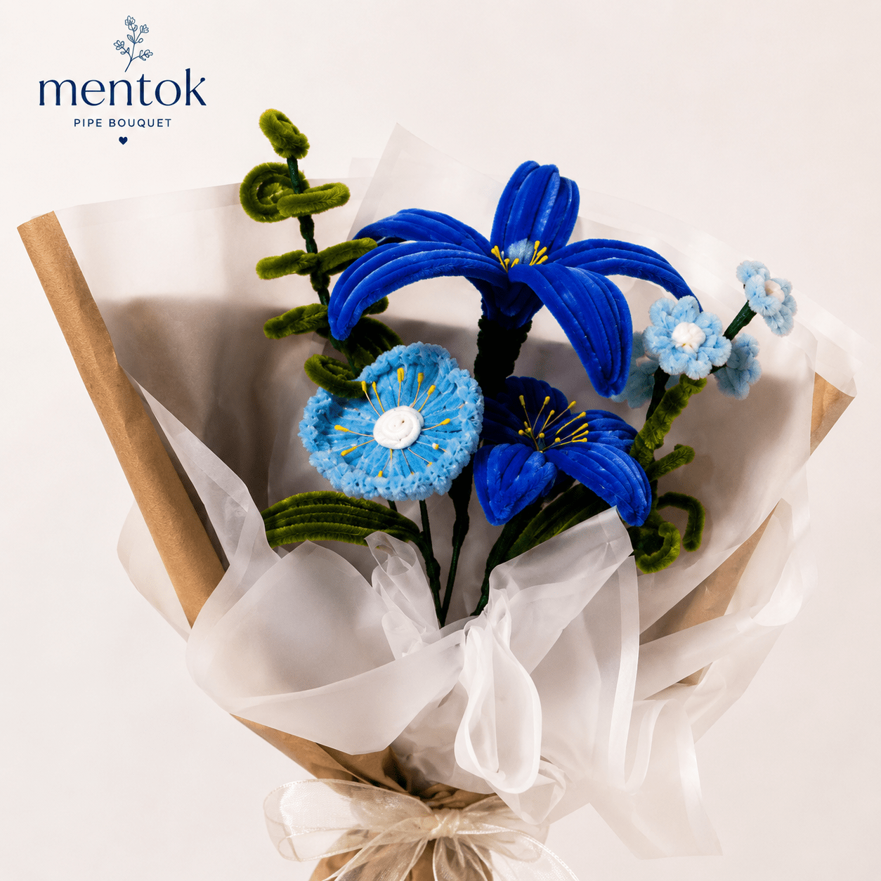 Blue artificial flower bouquet